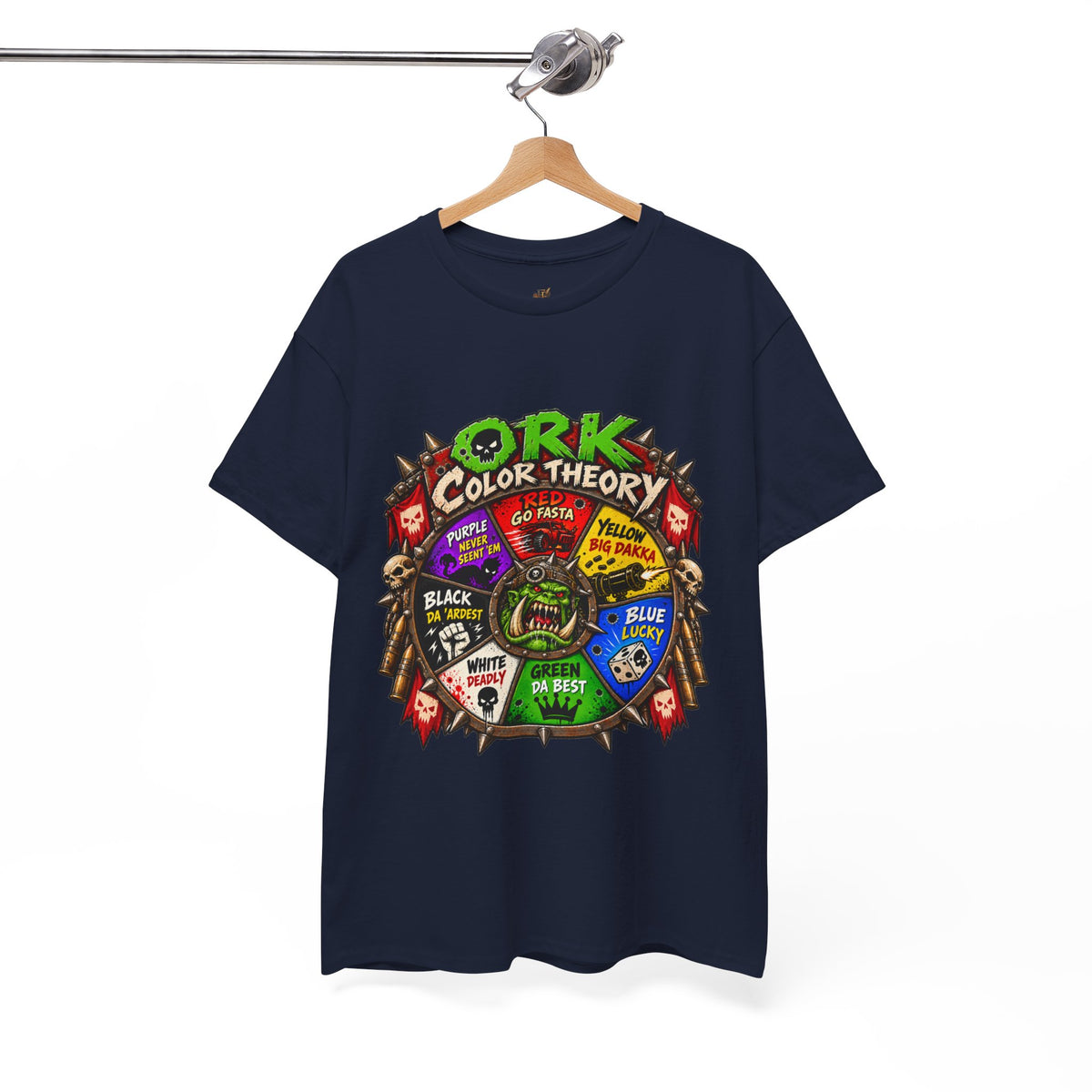 Green-Skin Color Theory T-Shirt – Funny Tabletop Wargaming Tee | Ork Fantasy Sci-Fi Gamer Shirt