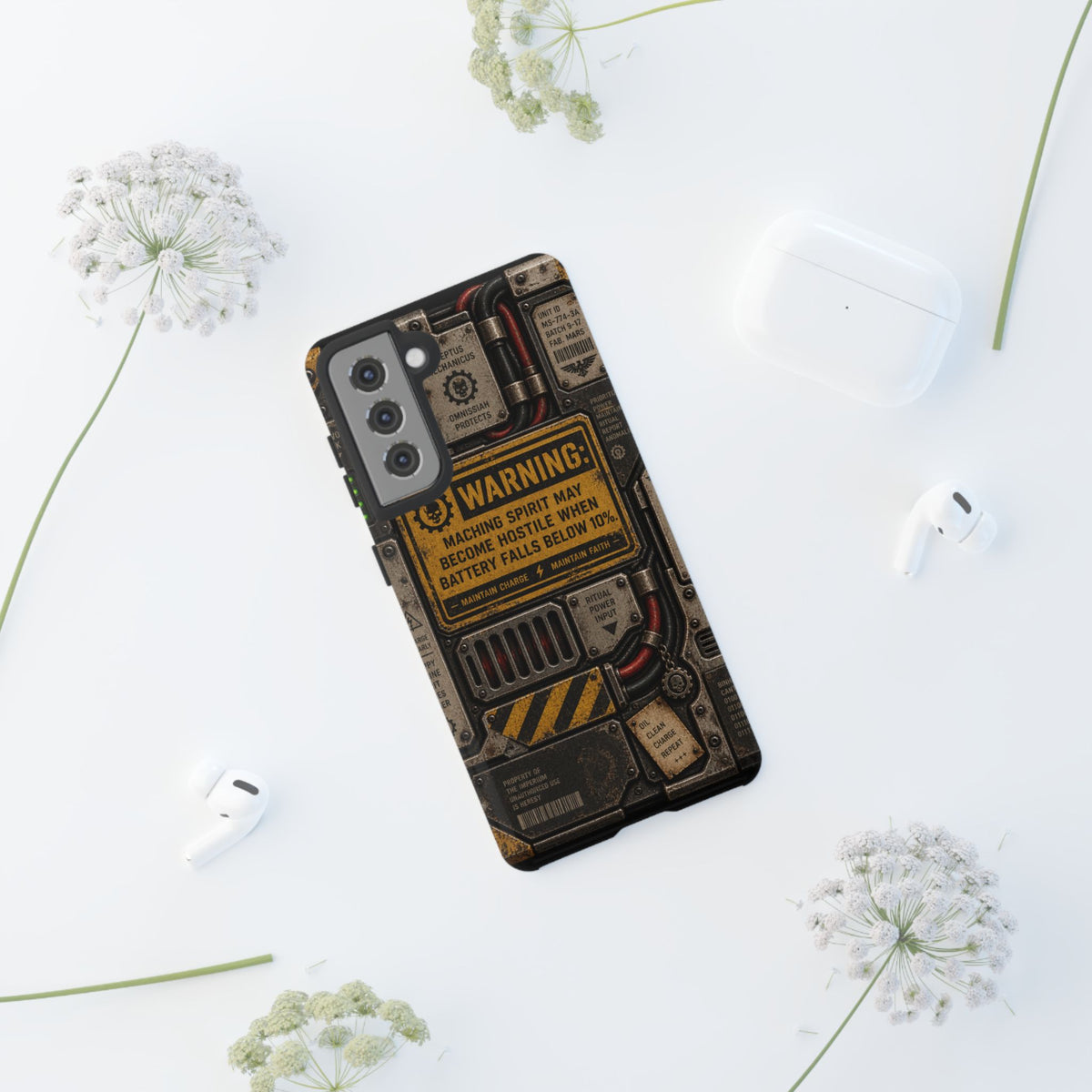 Machine Spirit Warning Phone Case | Grimdark Sci-Fi Design