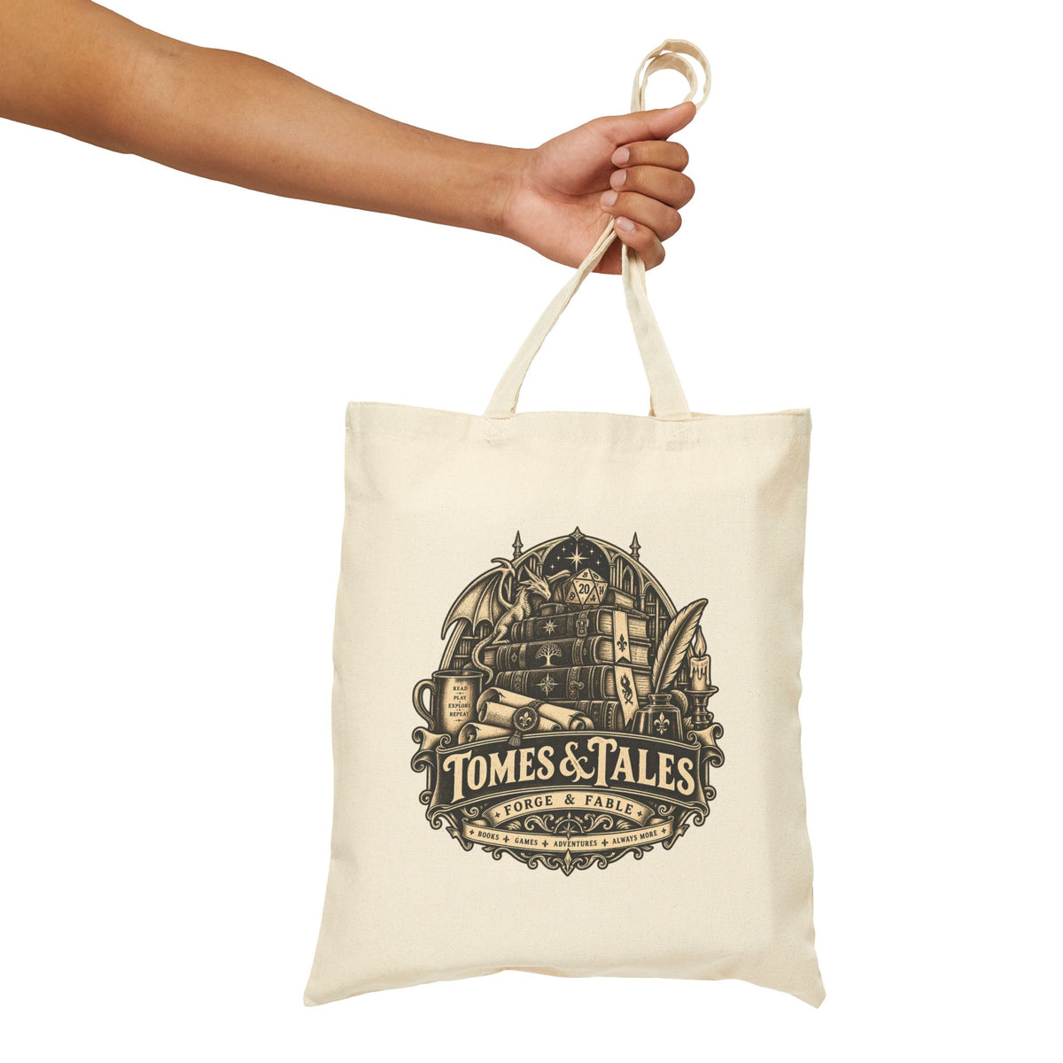 Tomes & Tales Canvas Tote Bag | Vintage Book Lover Tote