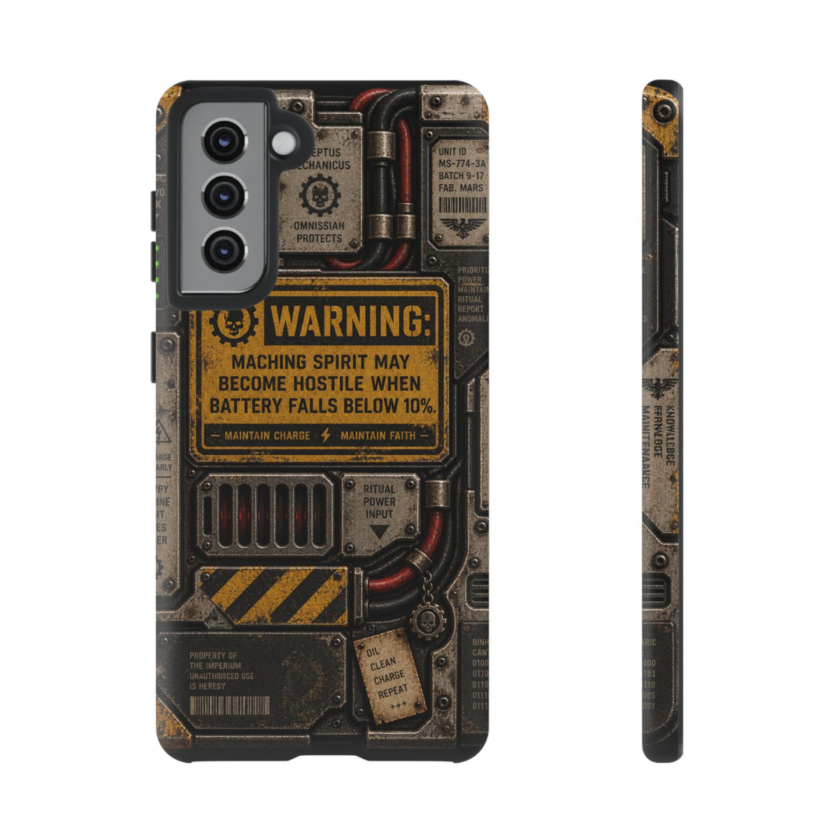 Machine Spirit Warning Phone Case | Grimdark Sci-Fi Design