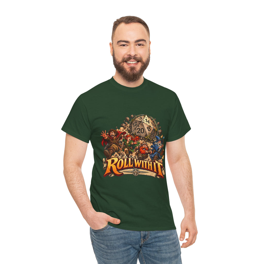 Roll With It D20 T-Shirt | Funny Tabletop RPG Dice Tee