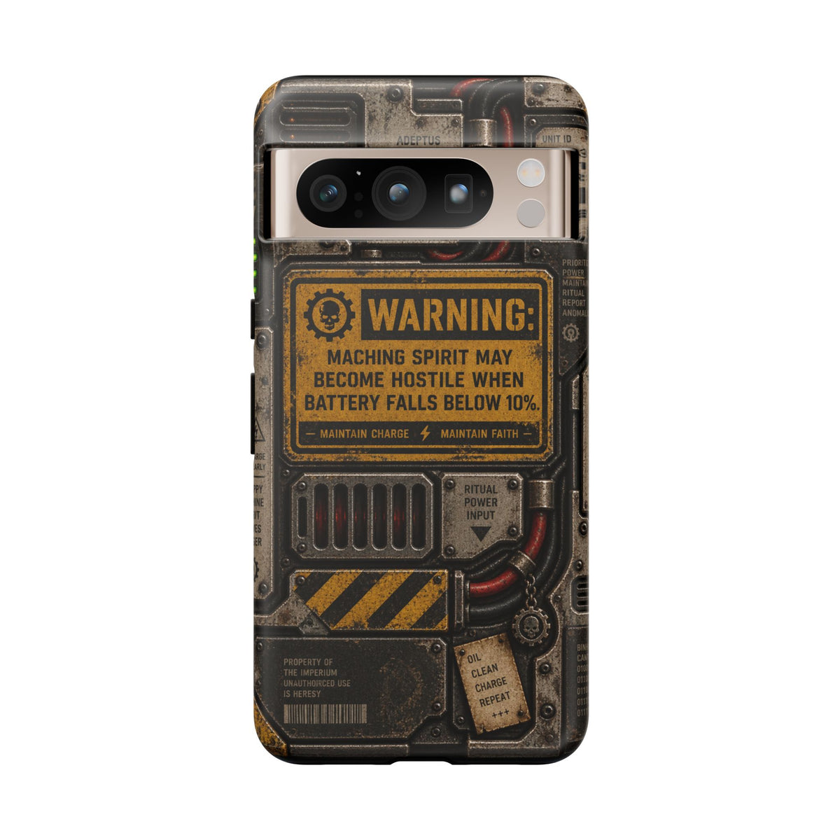 Machine Spirit Warning Phone Case | Grimdark Sci-Fi Design