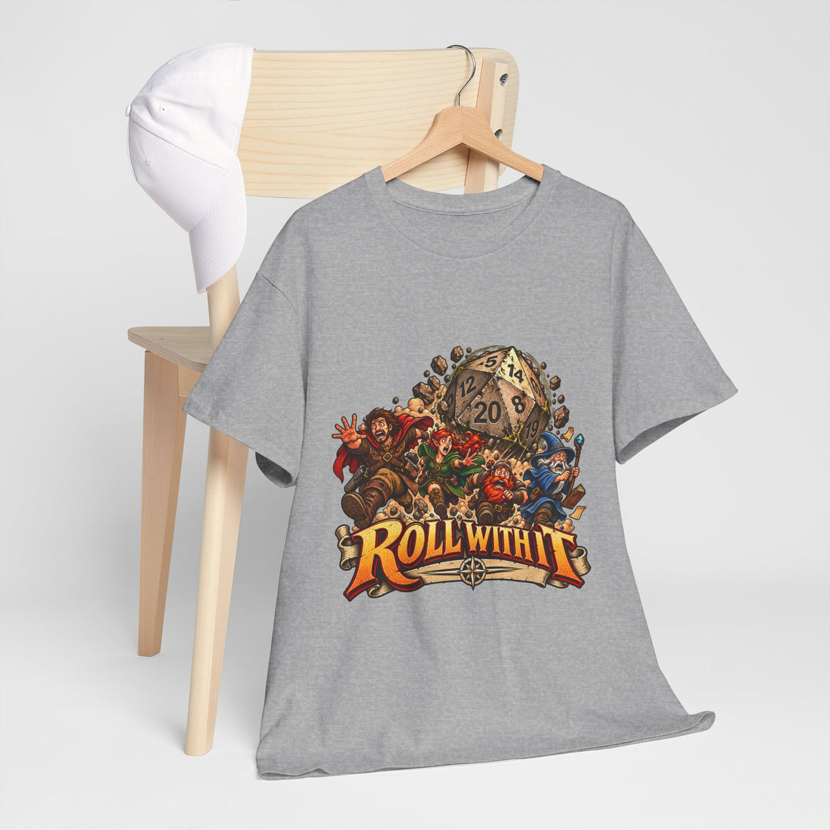 Roll With It D20 T-Shirt | Funny Tabletop RPG Dice Tee