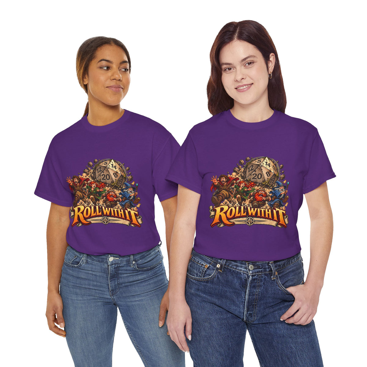 Roll With It D20 T-Shirt | Funny Tabletop RPG Dice Tee