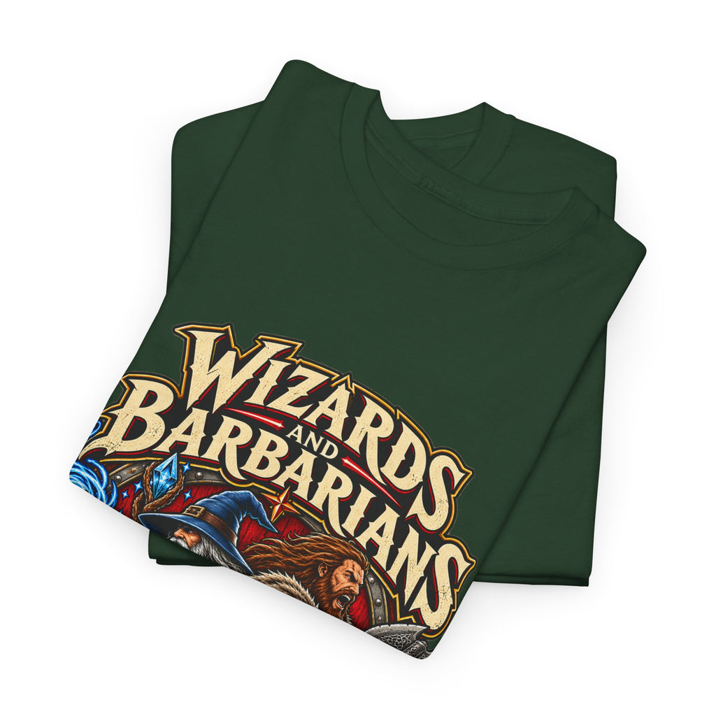 Wizards & Barbarians T-Shirt | Funny Fantasy RPG Gamer Tee