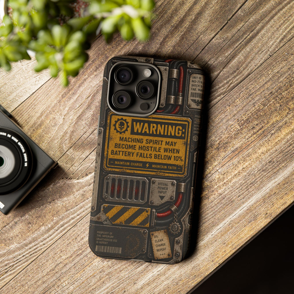 Machine Spirit Warning Phone Case | Grimdark Sci-Fi Design