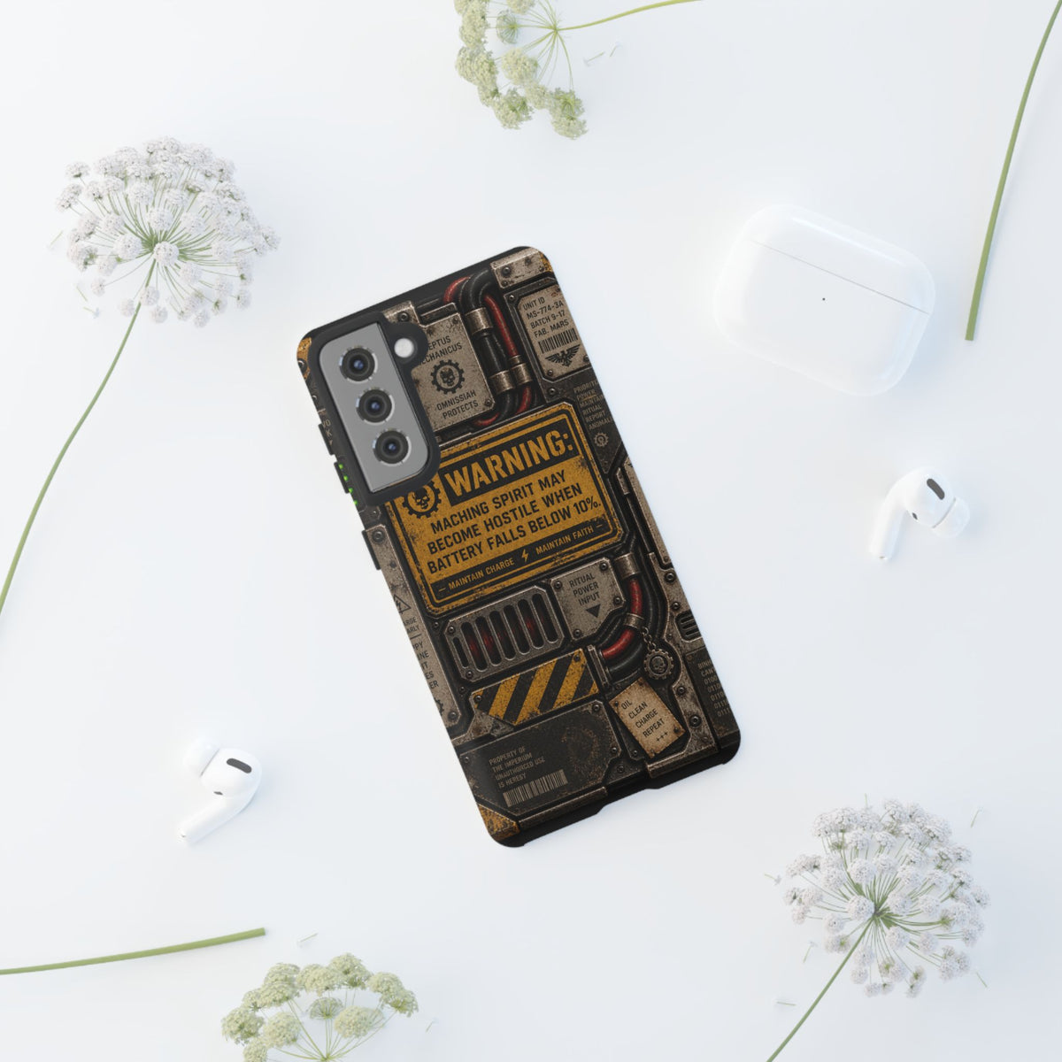 Machine Spirit Warning Phone Case | Grimdark Sci-Fi Design
