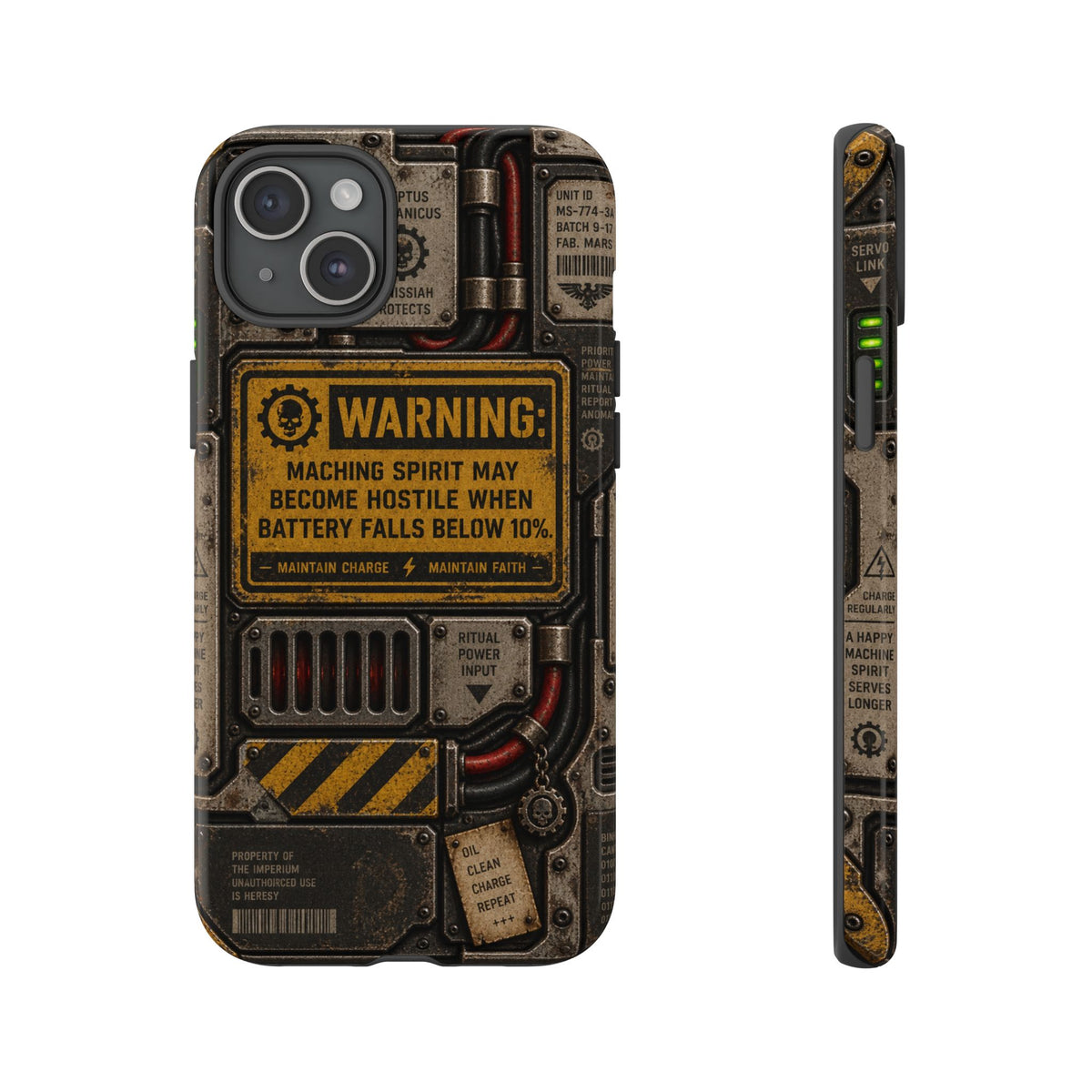 Machine Spirit Warning Phone Case | Grimdark Sci-Fi Design