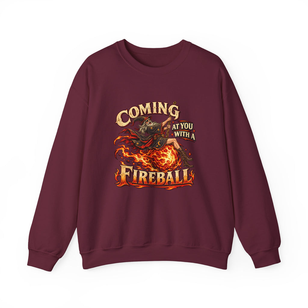 Coming at You With a Fireball Wizard Crewneck Sweatshirt