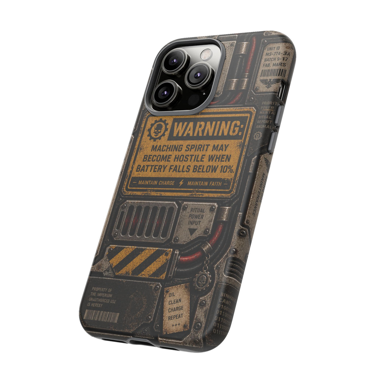 Machine Spirit Warning Phone Case | Grimdark Sci-Fi Design