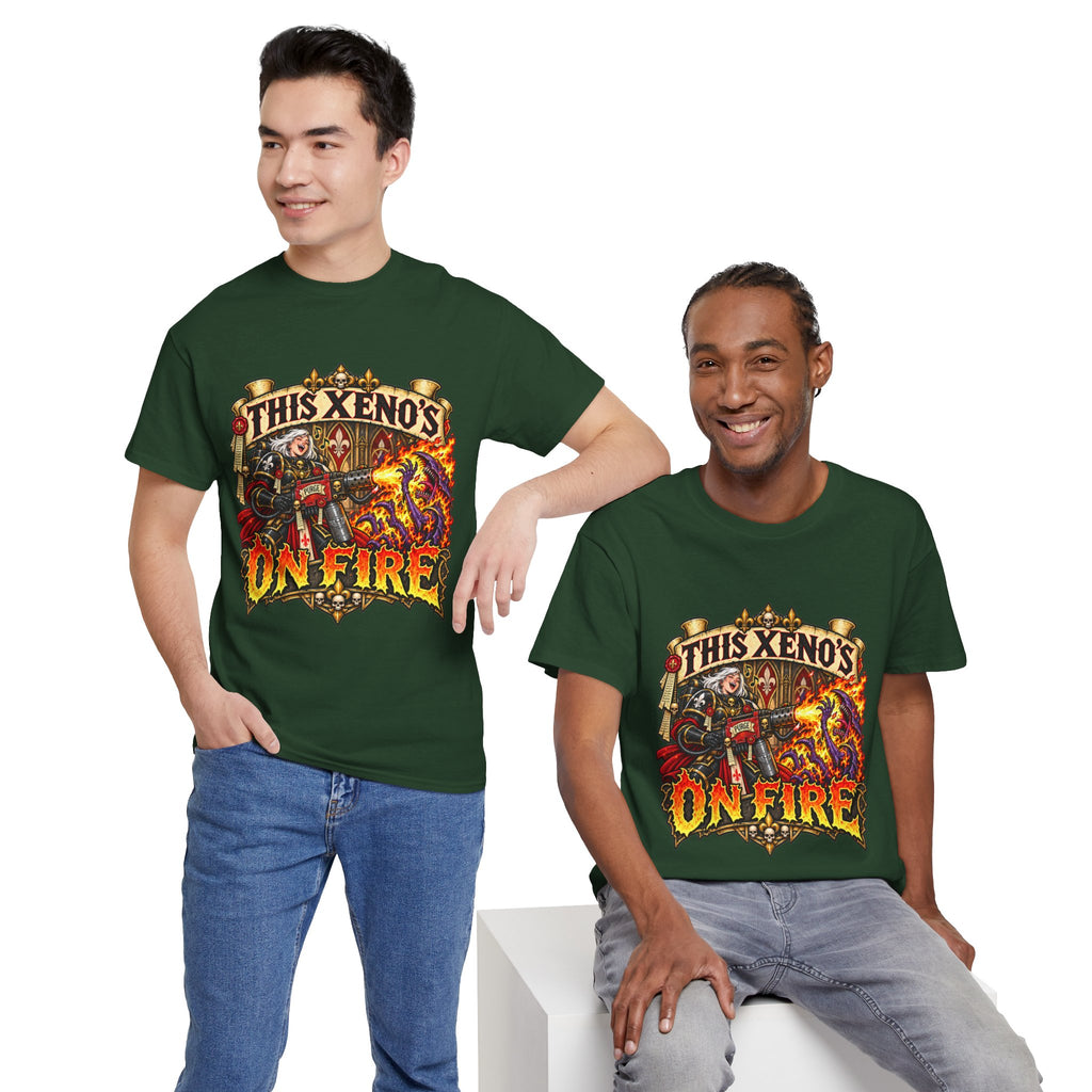 This Xeno’s on Fire Shirt – Sisters of Battle Music Parody Tee