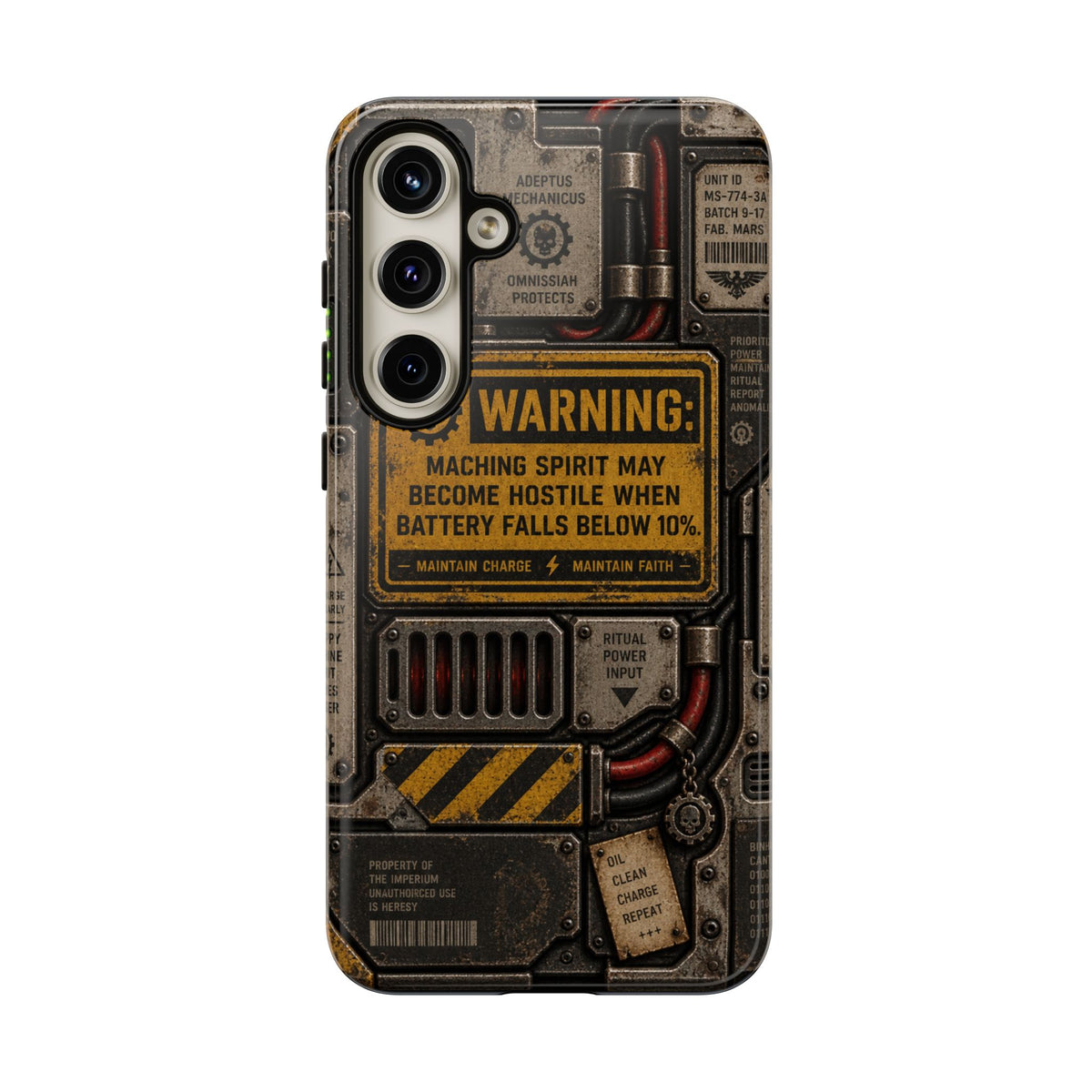 Machine Spirit Warning Phone Case | Grimdark Sci-Fi Design