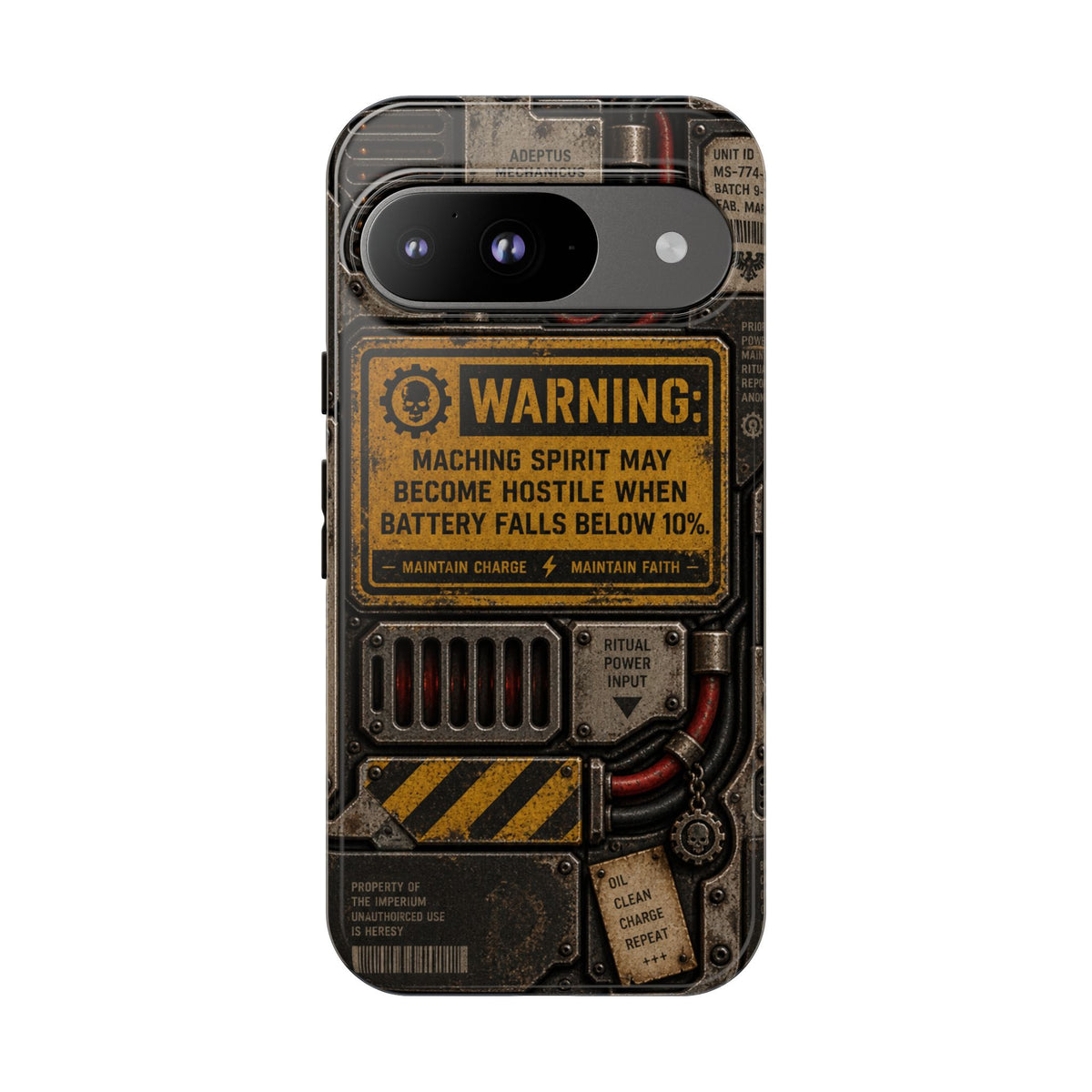 Machine Spirit Warning Phone Case | Grimdark Sci-Fi Design