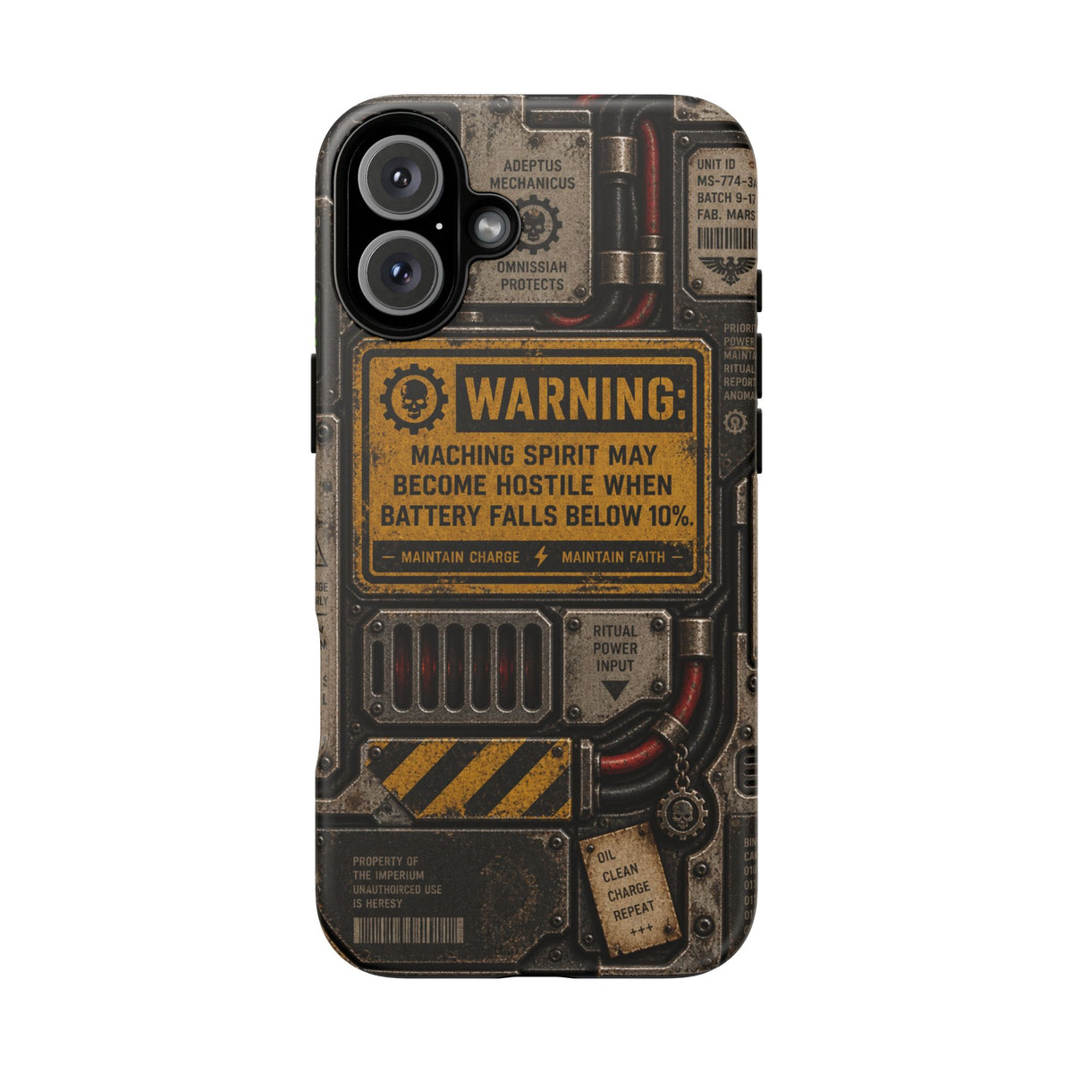 Machine Spirit Warning Phone Case | Grimdark Sci-Fi Design