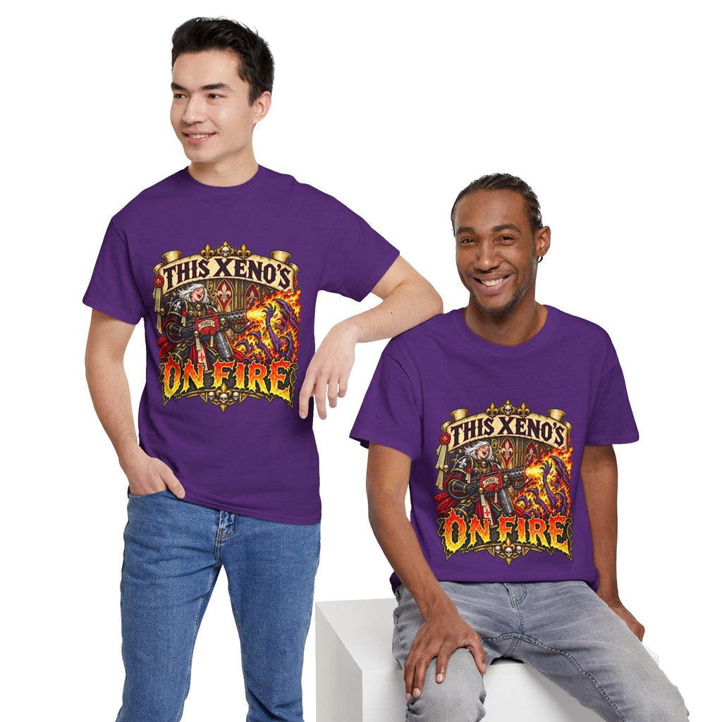 This Xeno’s on Fire Shirt – Sisters of Battle Music Parody Tee