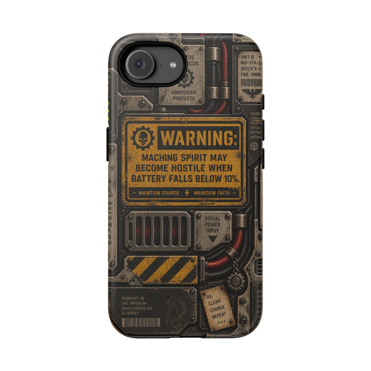 Machine Spirit Warning Phone Case | Grimdark Sci-Fi Design