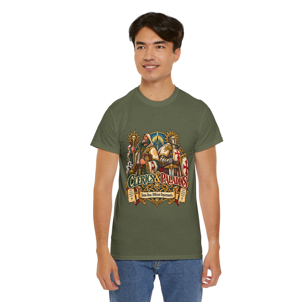 Clerics & Paladins RPG Tee | Same Boss, Different Departments
