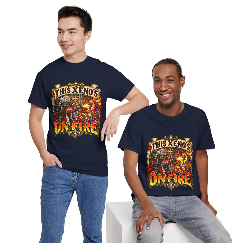 This Xeno’s on Fire Shirt – Sisters of Battle Music Parody Tee