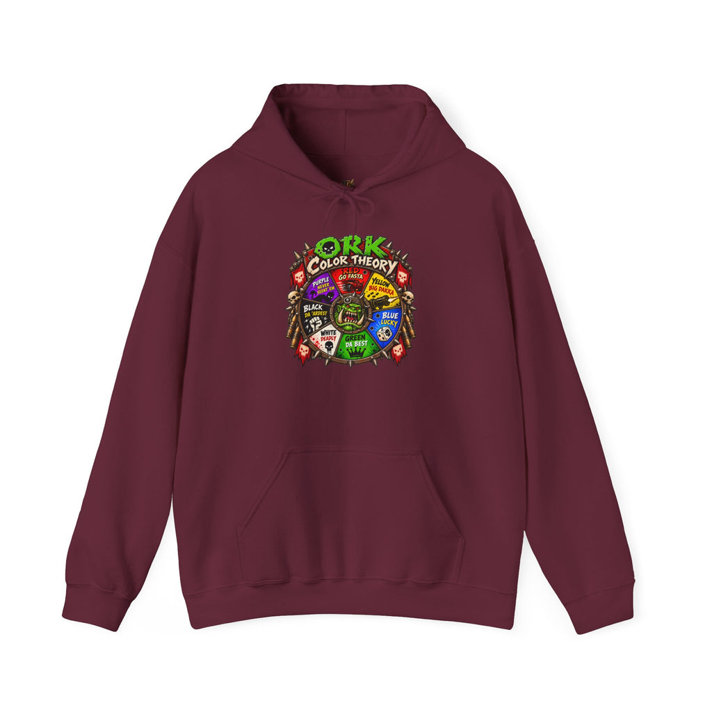 Ork Color Theory Hoodie | Funny Grimdark Warhammer Inspired Tabletop Gaming Graphic Pullover
