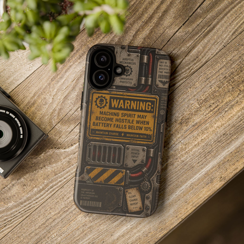 Machine Spirit Warning Phone Case | Grimdark Sci-Fi Design