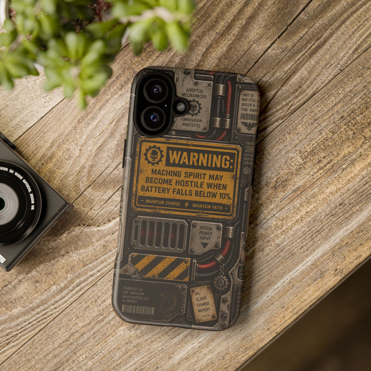 Machine Spirit Warning Phone Case | Grimdark Sci-Fi Design
