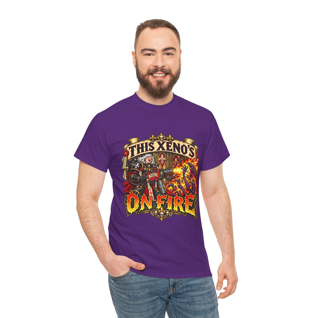 This Xeno’s on Fire Shirt – Sisters of Battle Music Parody Tee