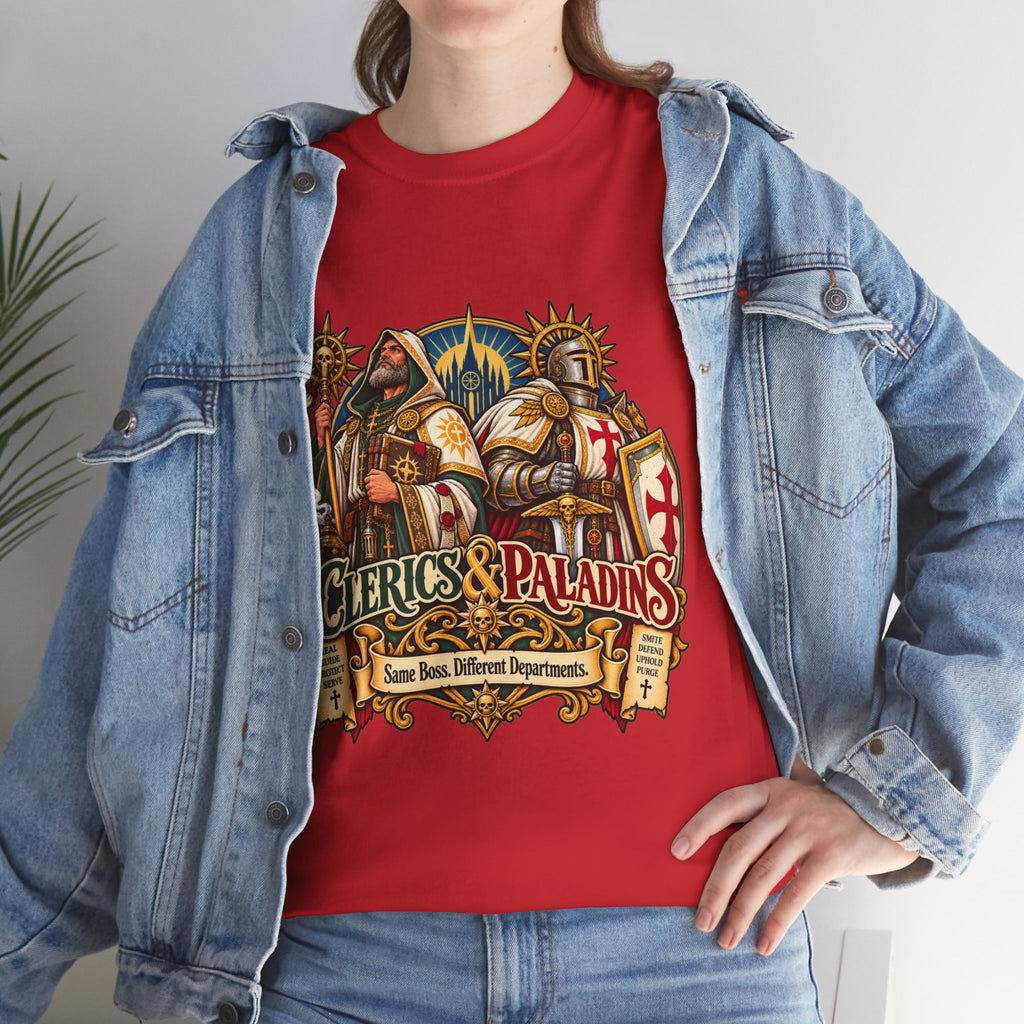 Clerics & Paladins RPG Tee | Same Boss, Different Departments