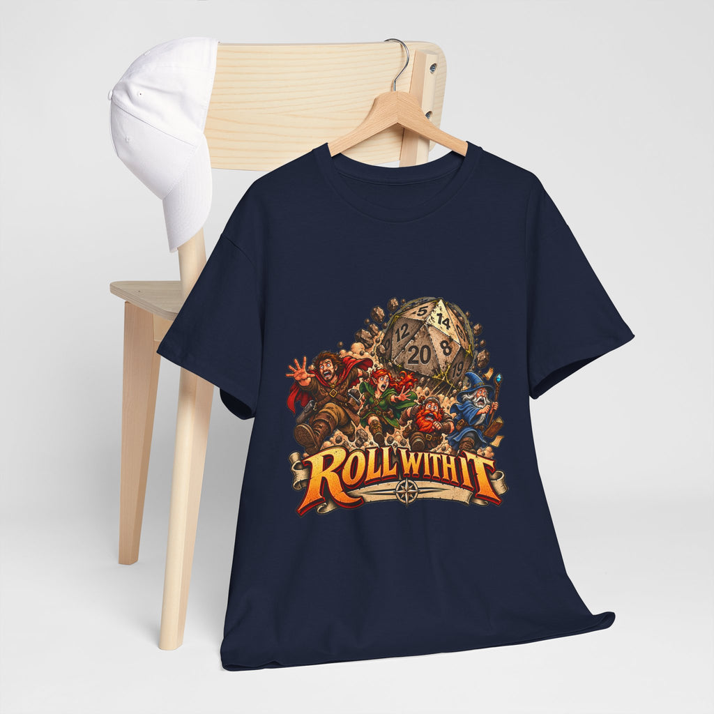 Roll With It D20 T-Shirt | Funny Tabletop RPG Dice Tee