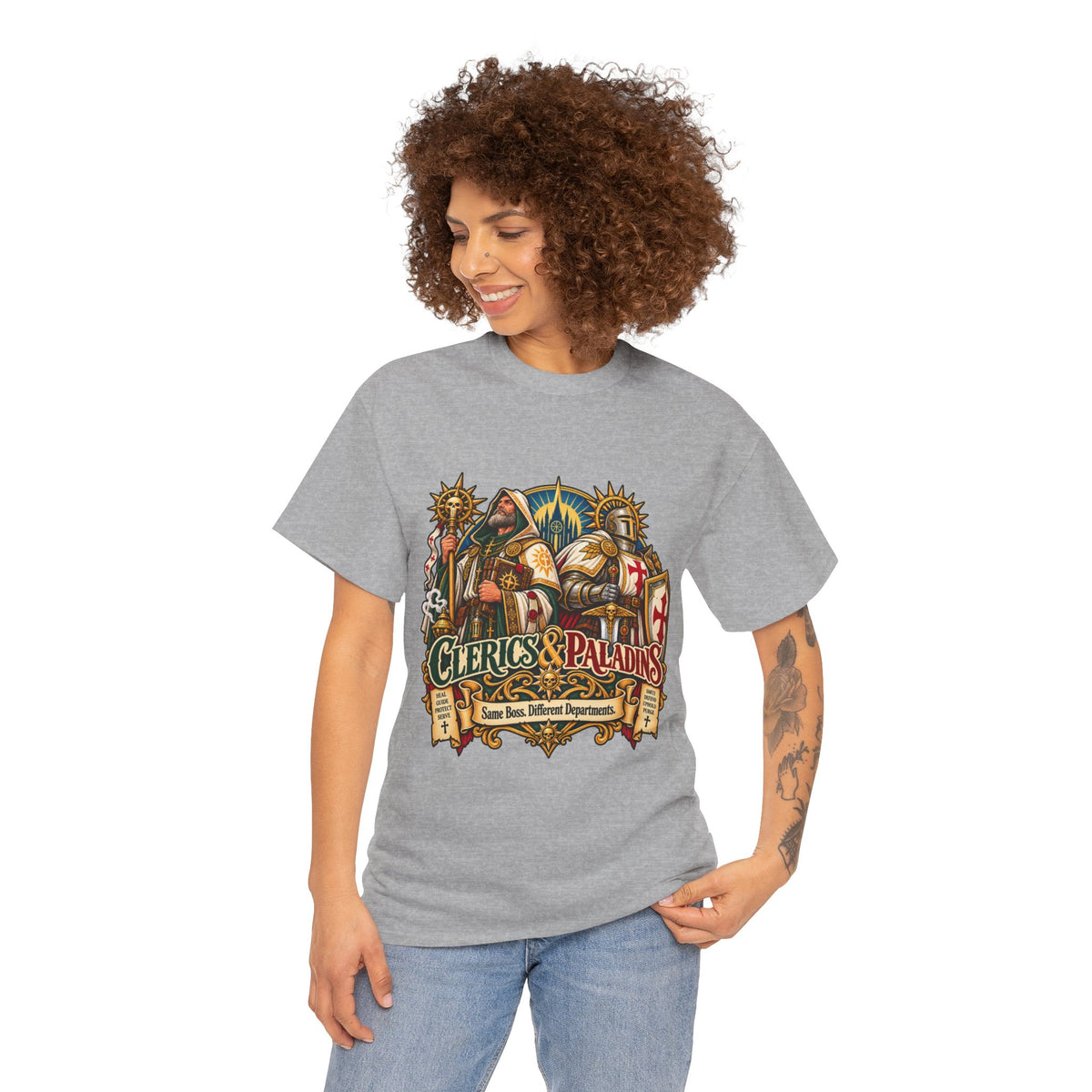 Clerics & Paladins RPG Tee | Same Boss, Different Departments