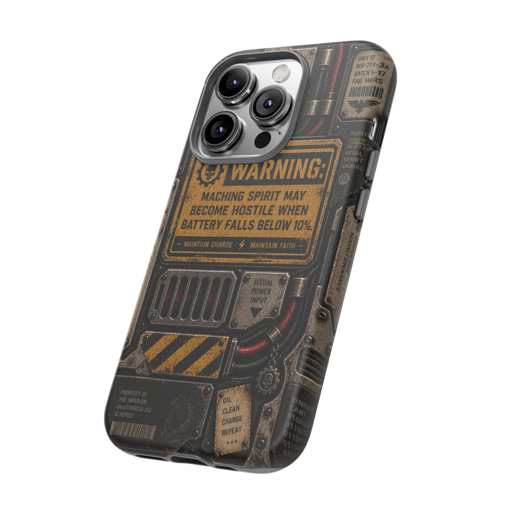 Machine Spirit Warning Phone Case | Grimdark Sci-Fi Design