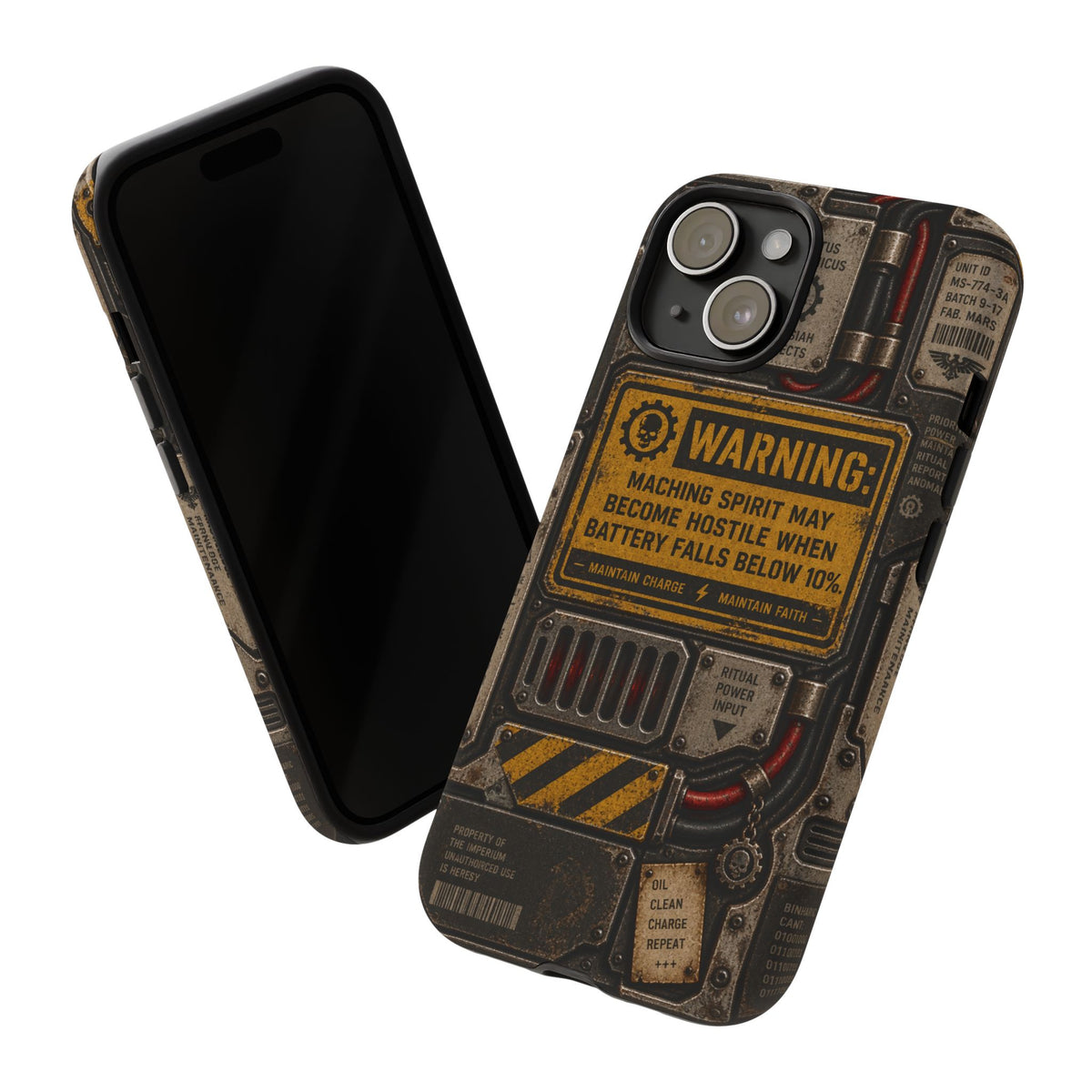 Machine Spirit Warning Phone Case | Grimdark Sci-Fi Design