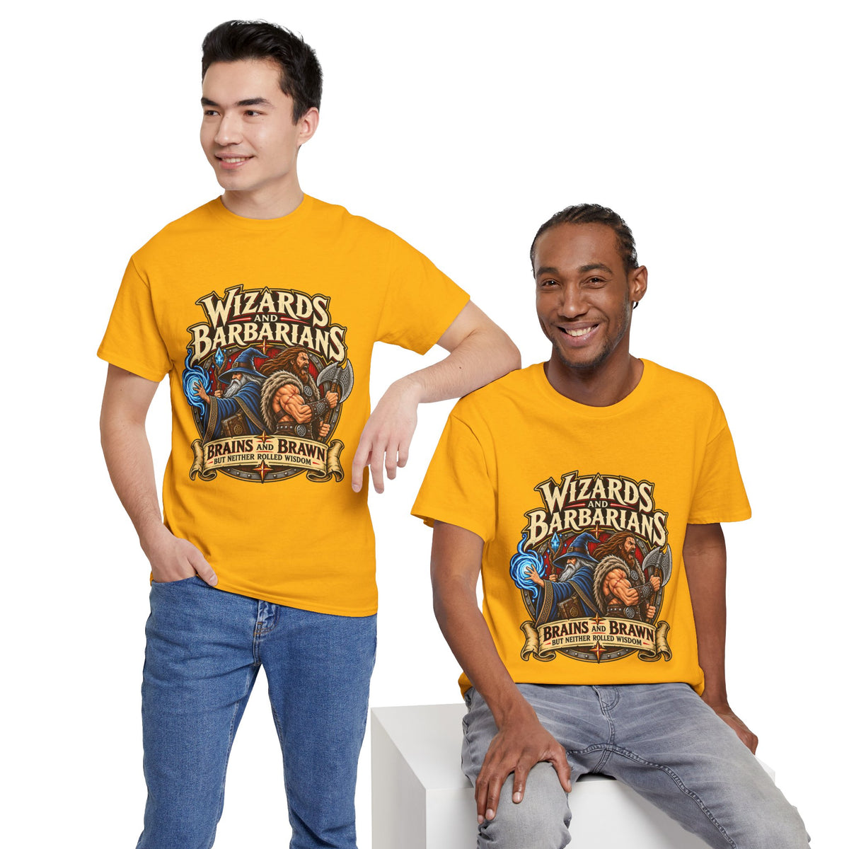 Wizards & Barbarians T-Shirt | Funny Fantasy RPG Gamer Tee