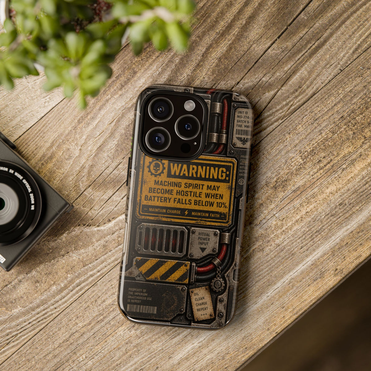 Machine Spirit Warning Phone Case | Grimdark Sci-Fi Design