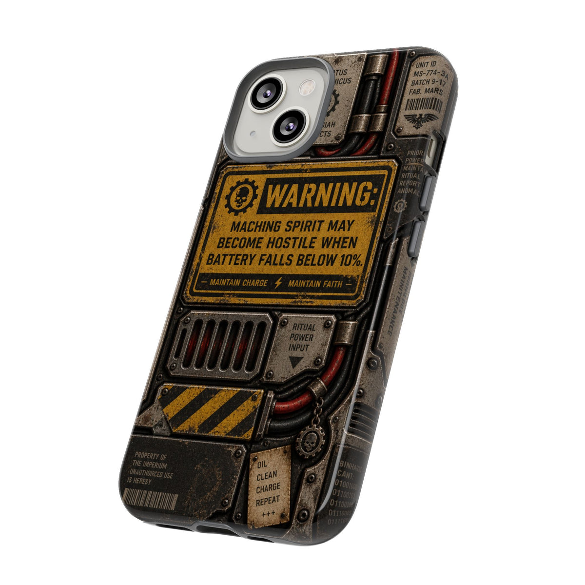 Machine Spirit Warning Phone Case | Grimdark Sci-Fi Design