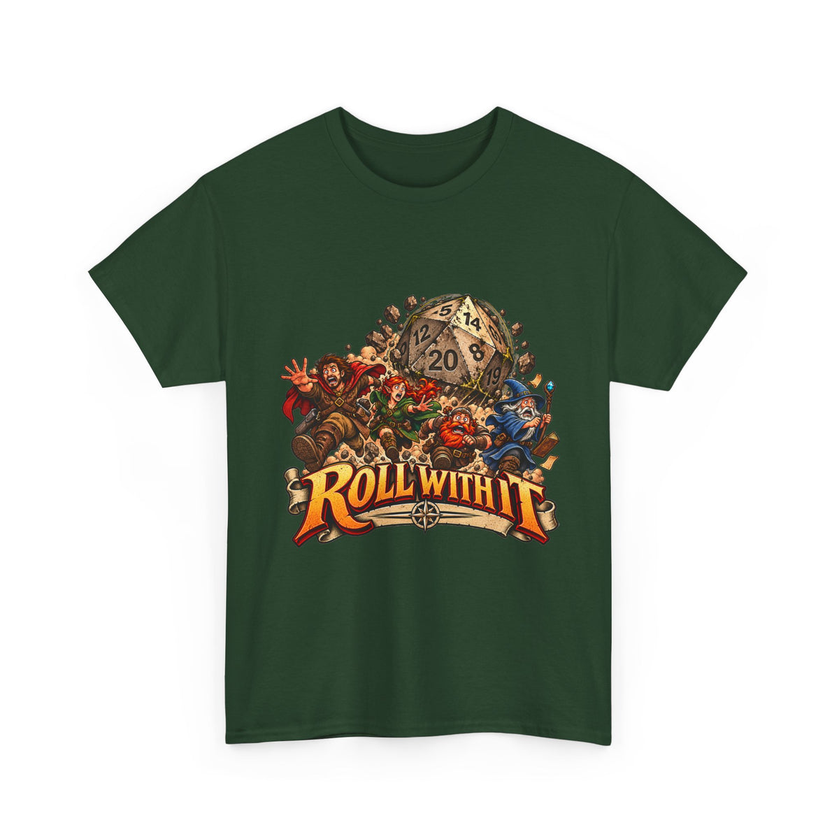 Roll With It D20 T-Shirt | Funny Tabletop RPG Dice Tee