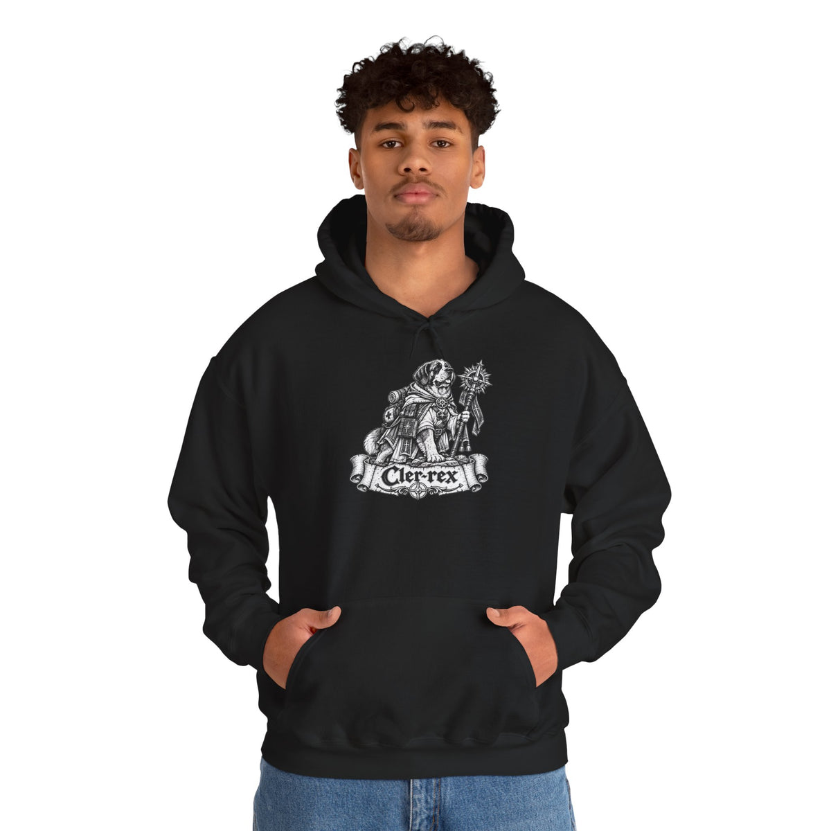Cler-Rex Dog Hoodie – Cleric Fantasy RPG Pullover