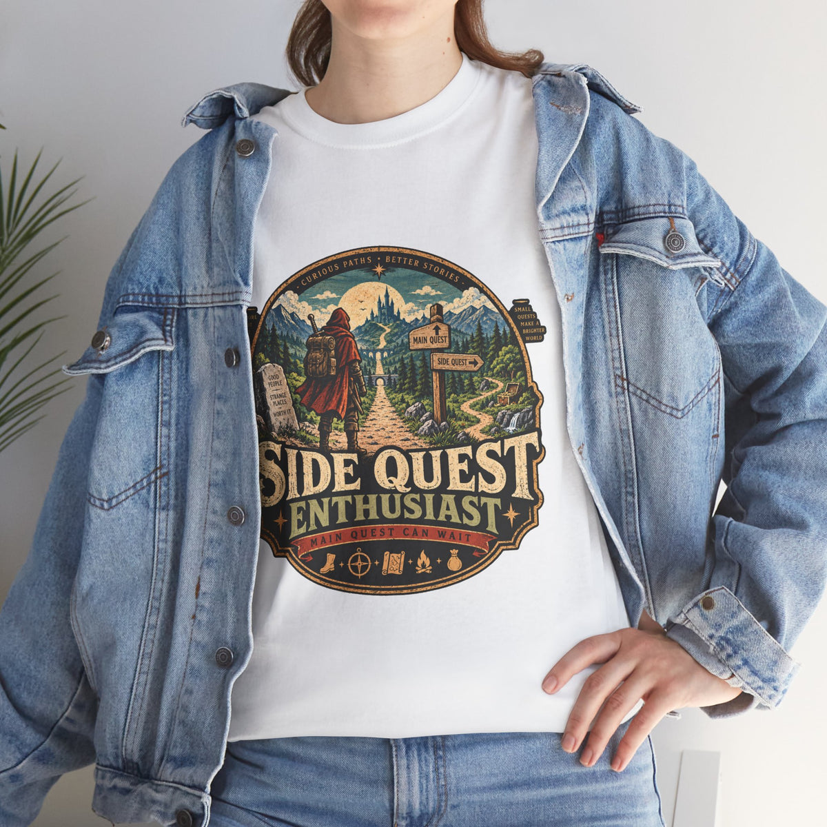 Side Quest Enthusiast T Shirt Funny Fantasy RPG Gaming Tee