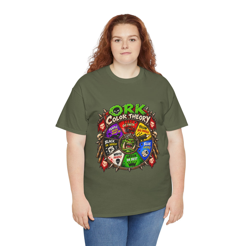 Green-Skin Color Theory T-Shirt – Funny Tabletop Wargaming Tee | Ork Fantasy Sci-Fi Gamer Shirt