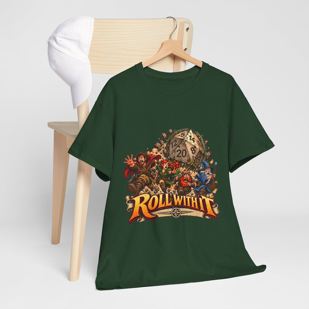 Roll With It D20 T-Shirt | Funny Tabletop RPG Dice Tee