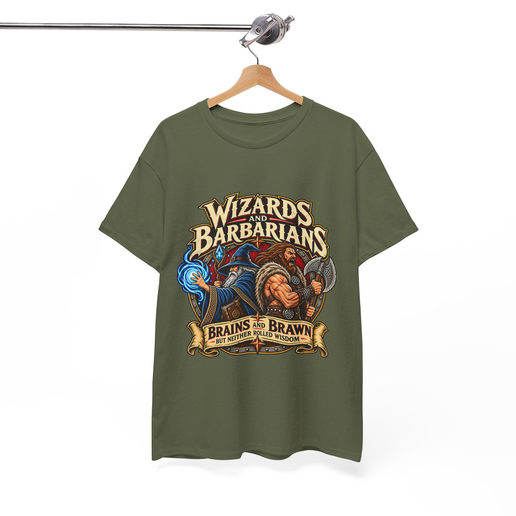Wizards & Barbarians T-Shirt | Funny Fantasy RPG Gamer Tee