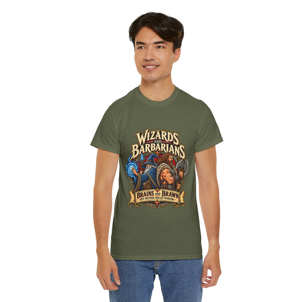 Wizards & Barbarians T-Shirt | Funny Fantasy RPG Gamer Tee