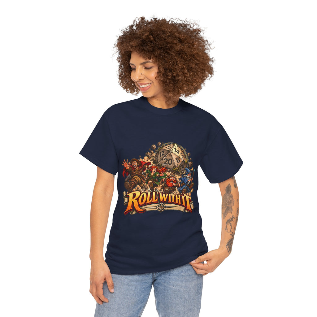 Roll With It D20 T-Shirt | Funny Tabletop RPG Dice Tee
