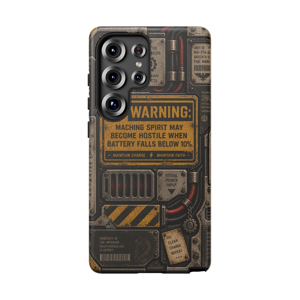 Machine Spirit Warning Phone Case | Grimdark Sci-Fi Design