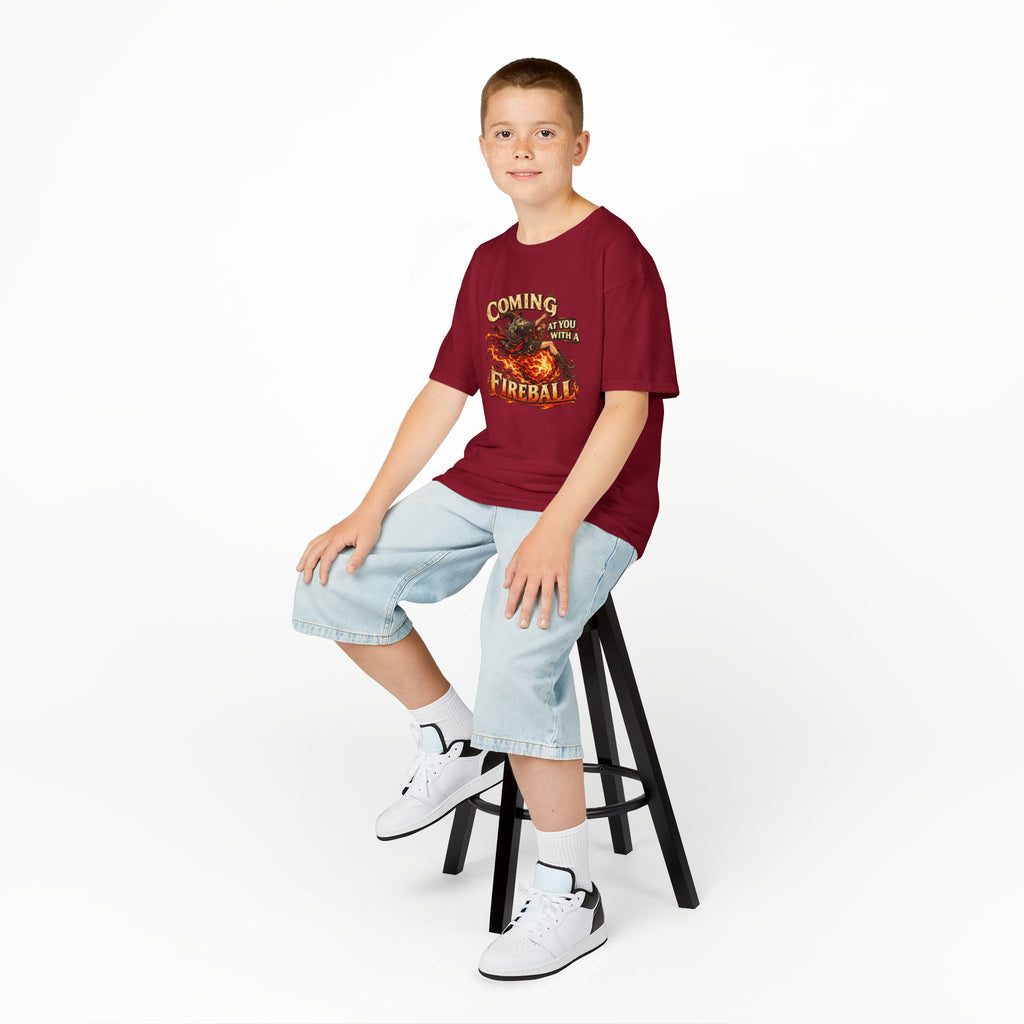 Kids Fireball Dragon T-Shirt | Cute Fantasy RPG Adventure Tee