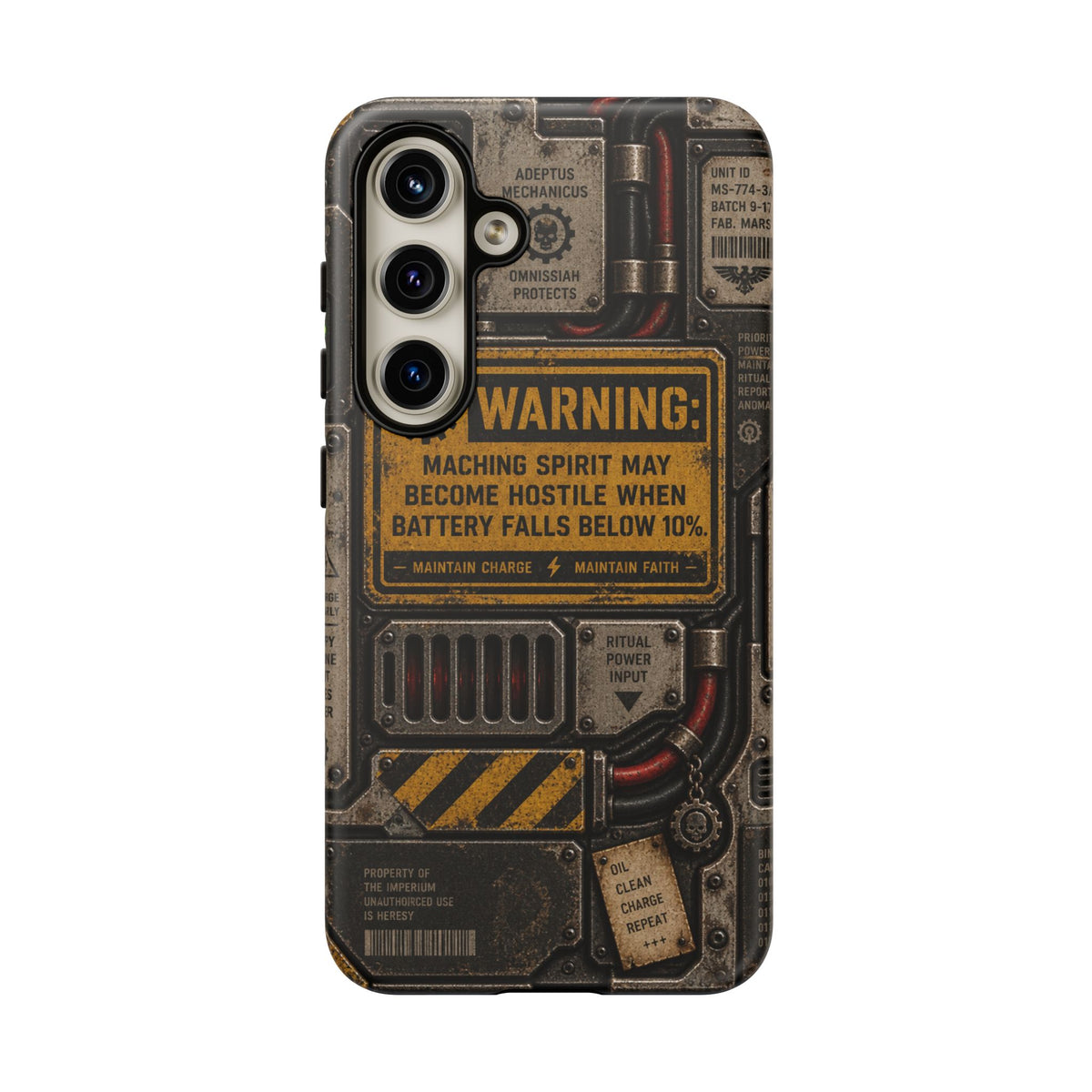 Machine Spirit Warning Phone Case | Grimdark Sci-Fi Design