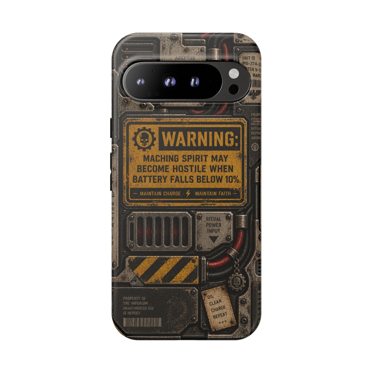 Machine Spirit Warning Phone Case | Grimdark Sci-Fi Design