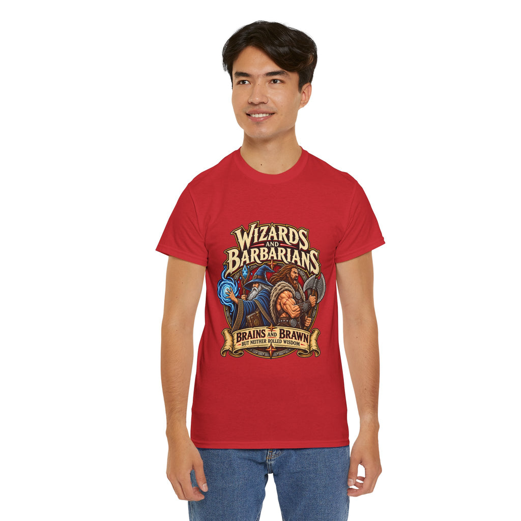 Wizards & Barbarians T-Shirt | Funny Fantasy RPG Gamer Tee