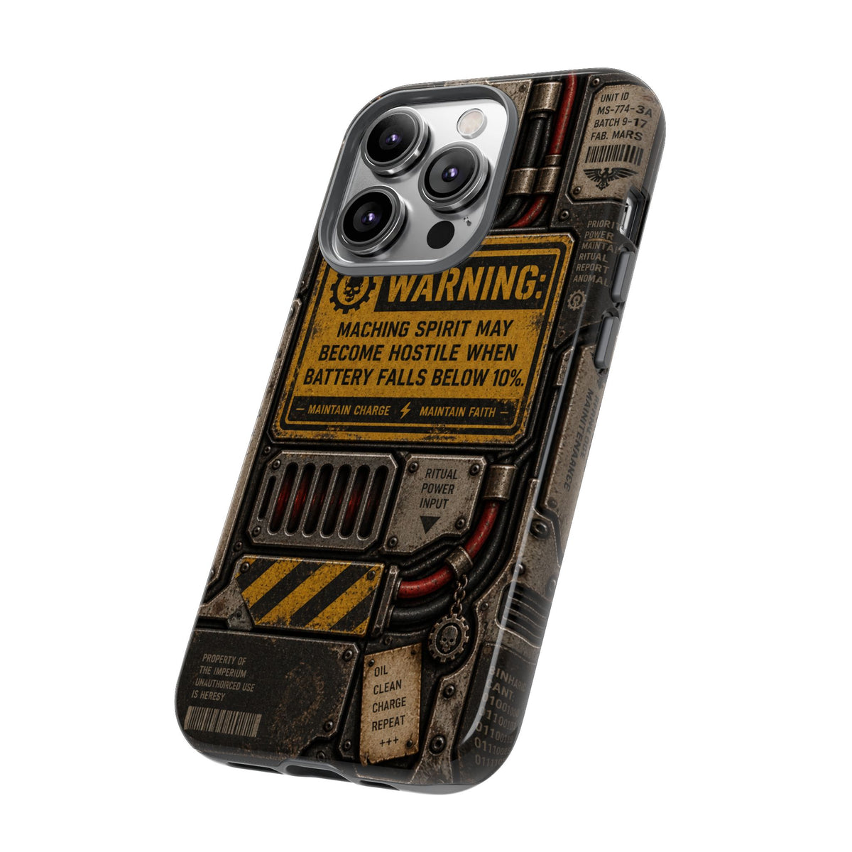 Machine Spirit Warning Phone Case | Grimdark Sci-Fi Design