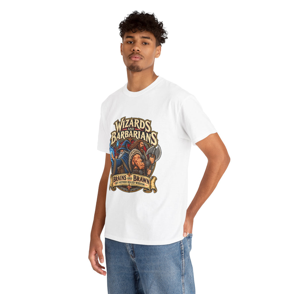 Wizards & Barbarians T-Shirt | Funny Fantasy RPG Gamer Tee