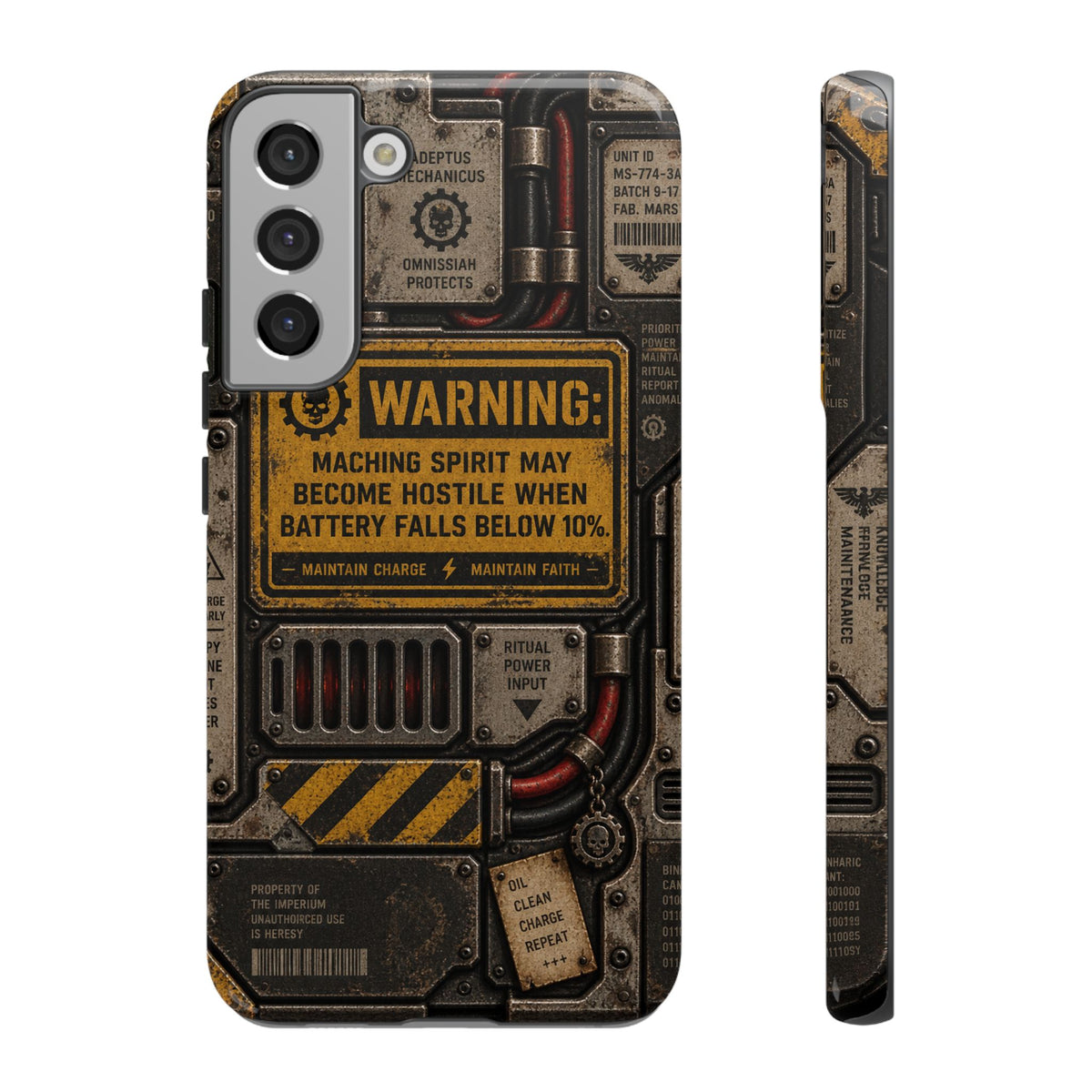 Machine Spirit Warning Phone Case | Grimdark Sci-Fi Design